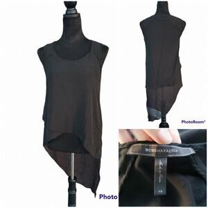 BCBGMAXAZRIA Asymmetrical Hi-Lo Flowy Sheer Sleeveless Shirt size XS
